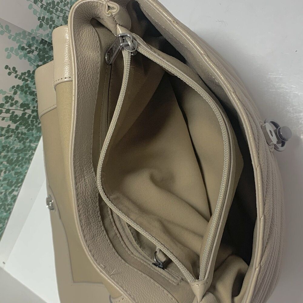 Rebecca Minkoff Quilted Leather Cream Neutral  Flap Shoulder Crossbody Purse - Picture 16 of 16